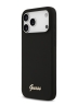 Guess для iPhone 17 Pro Max чехол Liquid silicone Gold metal logo Hard Black (MagSafe)