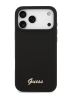 Guess для iPhone 17 Pro Max чехол Liquid silicone Gold metal logo Hard Black (MagSafe)
