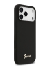 Guess для iPhone 17 Pro Max чехол Liquid silicone Gold metal logo Hard Black (MagSafe)