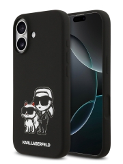 Karl Lagerfeld для iPhone 17 чехол Liquid Silicone Sketch Karl &amp; Choupette Hard Black (MagSafe)