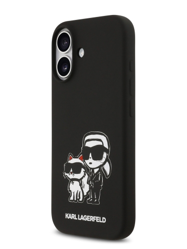 Karl Lagerfeld для iPhone 17 чехол Liquid Silicone Sketch Karl & Choupette Hard Black (MagSafe)