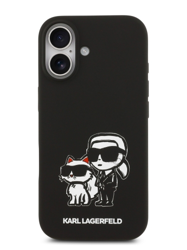 Karl Lagerfeld для iPhone 17 чехол Liquid Silicone Sketch Karl & Choupette Hard Black (MagSafe)