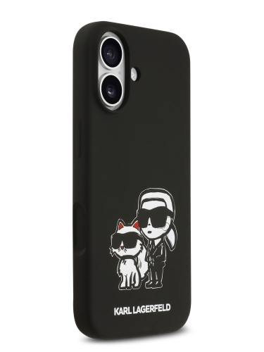 Karl Lagerfeld для iPhone 17 чехол Liquid Silicone Sketch Karl & Choupette Hard Black (MagSafe)