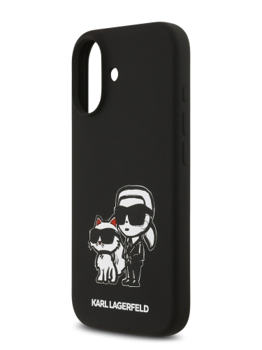 Karl Lagerfeld для iPhone 17 чехол Liquid Silicone Sketch Karl & Choupette Hard Black (MagSafe)