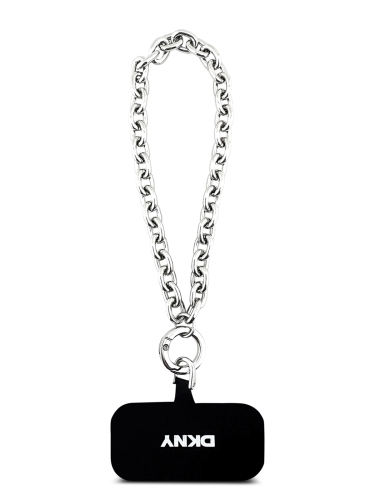 DKNY для iPhone 17 Pro Max чехол PU Horizon Metal logo Hard + Metal Wrist Chain Black (MagSafe)
