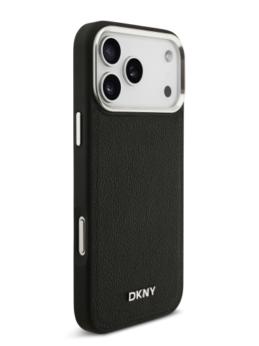 DKNY для iPhone 17 Pro Max чехол PU Horizon Metal logo Hard + Metal Wrist Chain Black (MagSafe)
