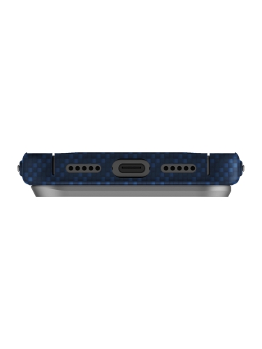 Uniq для iPhone 17 Pro чехол KEVA EDGE Full Kevlar Trance Blue (MagSafe)