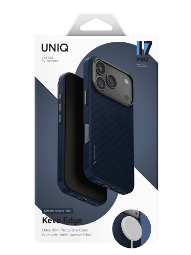 Uniq для iPhone 17 Pro чехол KEVA EDGE Full Kevlar Trance Blue (MagSafe)