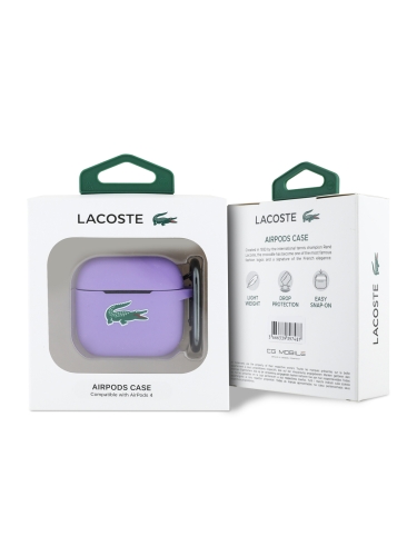 Lacoste для AirPods 4 чехол Liquid silicone Croc Logo Parme