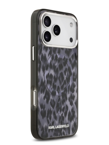 Karl Lagerfeld для iPhone 17 Pro чехол IML Leopard Metal camera Hard Black (MagSafe)