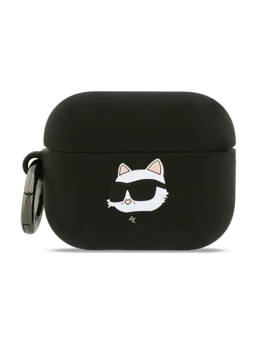 Karl Lagerfeld для Airpods Pro 3 чехол Silicone case with ring NFT 3D Choupette Black