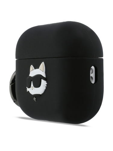 Karl Lagerfeld для Airpods Pro 3 чехол Silicone case with ring NFT 3D Choupette Black