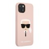 Lagerfeld чехол Liquid silicone Karl's Head Hard для iPhone 13 mini, розовый KLHCP13SSLKHLP