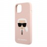 Lagerfeld чехол Liquid silicone Karl's Head Hard для iPhone 13 mini, розовый KLHCP13SSLKHLP
