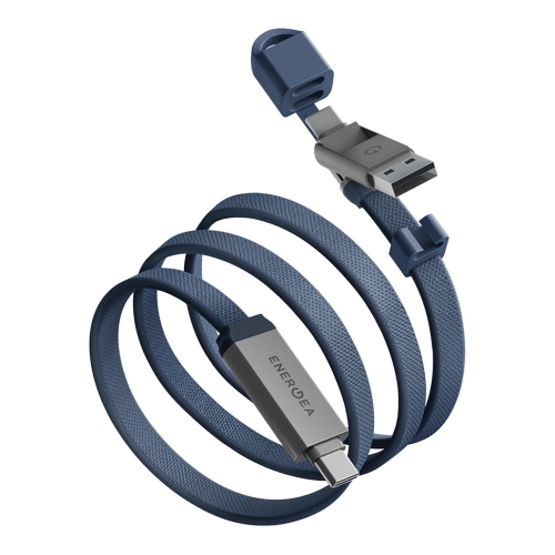 Energea Кабель Sheath Travel 2-in-1 USB-C to C+A 60W 480 Mbps Blue 1.2m