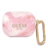 Чехол Guess New Marble Design с карабином для Airpods Pro, розовый