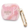 Чехол Guess New Marble Design с карабином для Airpods Pro, розовый