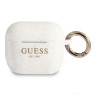 Чехол Guess Silicone Glitter с кольцом для Airpods 3 (2021), белый