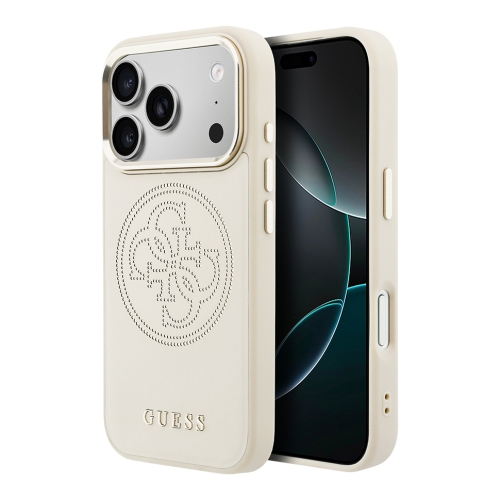 Guess для iPhone 17 Pro чехол PU with Perforated 4G logo Metal camera Hard Beige (MagSafe)