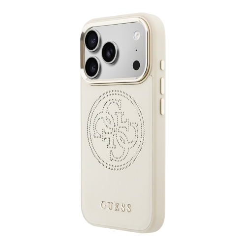 Guess для iPhone 17 Pro чехол PU with Perforated 4G logo Metal camera Hard Beige (MagSafe)