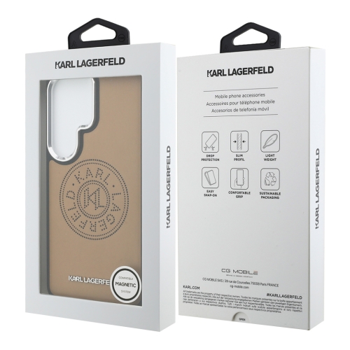 Karl Lagerfeld для Galaxy S26 Ultra чехол PU Perforated Round logo Metal camera Hard Brown (MagSafe)