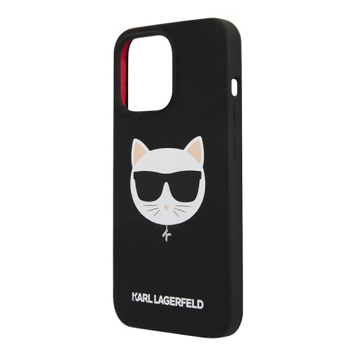 Чехол Lagerfeld Liquid silicone Choupette Hard для iPhone 13 Pro, черный (Magsafe)