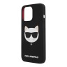 Чехол Lagerfeld Liquid silicone Choupette Hard для iPhone 13 Pro, черный (Magsafe)