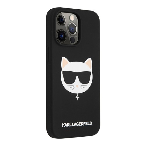 Чехол Lagerfeld Liquid silicone Choupette Hard для iPhone 13 Pro, черный (Magsafe)