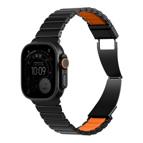 Uniq для Apple Watch 49/46/45/44 mm ремешок Strova Flex Steel Band Black/Volt Orange