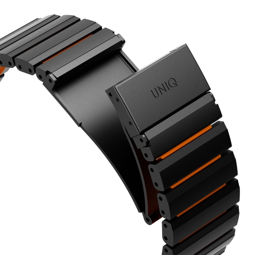 Uniq для Apple Watch 49/46/45/44 mm ремешок Strova Flex Steel Band Black/Volt Orange