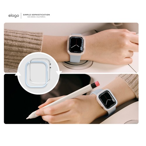 Чехол Elago DUO case для Apple Watch 45/44 мм, прозрачный/голубой