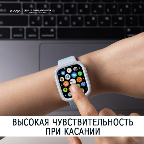 Чехол Elago DUO case для Apple Watch 45/44 мм, прозрачный/голубой