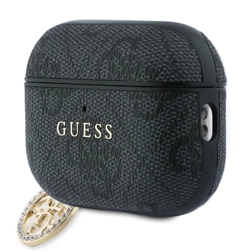 Guess для Airpods Pro 3 чехол PU leather 4G with Classic metal logo and Diamond charm Black