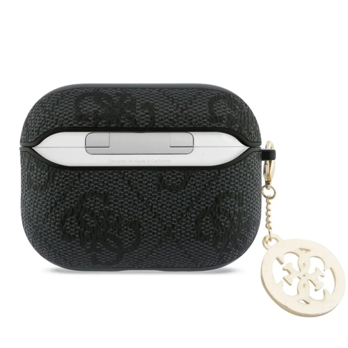 Guess для Airpods Pro 3 чехол PU leather 4G with Classic metal logo and Diamond charm Black