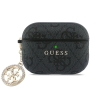 Guess для Airpods Pro 3 чехол PU leather 4G with Classic metal logo and Diamond charm Black