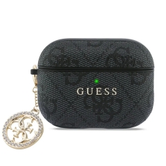 Guess для Airpods Pro 3 чехол PU leather 4G with Classic metal logo and Diamond charm Black