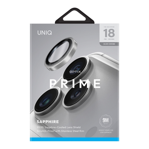 Uniq стекло для iPhone 18 Pro/18 Pro Max OPTIX Camera Lens PRIME Sapphire Stainless steel Silver