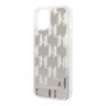 Чехол Karl Lagerfeld Liquid glitter Monogram Hard для iPhone 14 Plus, серебристый
