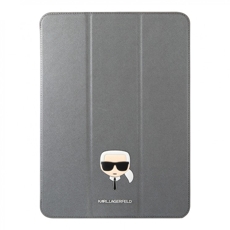 Чехол Lagerfeld PU Saffiano Karl head Folio для iPad Pro 12.9 (2022/21), серебристый