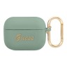 Чехол Guess Silicone Script logo с карабином для Airpods Pro, зеленый