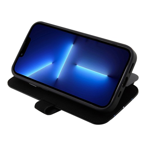 Кожаный чехол BMW Signature Leather Hot stamp lines Booktype для iPhone 14 Pro, черный