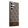 Чехол Guess PU 4G Bottom stripe Metal logo Hard для Galaxy S23 Ultra, коричневый