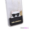 Чехол Karl Lagerfeld Liquid glitter Choupette sunglasses для iPhone 7/8/SE 2020, золотой