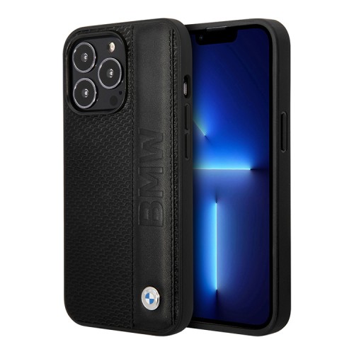 Кожаный чехол BMW Signature Leather Textured with Logo imprint Hard для iPhone 14 Pro Max, черный