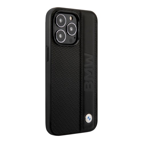 Кожаный чехол BMW Signature Leather Textured with Logo imprint Hard для iPhone 14 Pro Max, черный