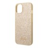 Чехол Guess Glitter flakes Metal logo Hard для iPhone 14, золотой