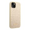 Чехол Guess Glitter flakes Metal logo Hard для iPhone 14, золотой