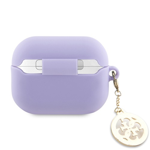 Guess для Airpods Pro 2 чехол Liquid silicone 3D Logo with 4G Diamond charm Purple