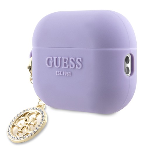 Guess для Airpods Pro 2 чехол Liquid silicone 3D Logo with 4G Diamond charm Purple