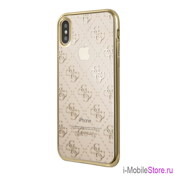 Чехол Guess 4G Transparent Hard для iPhone X/XS, золотой